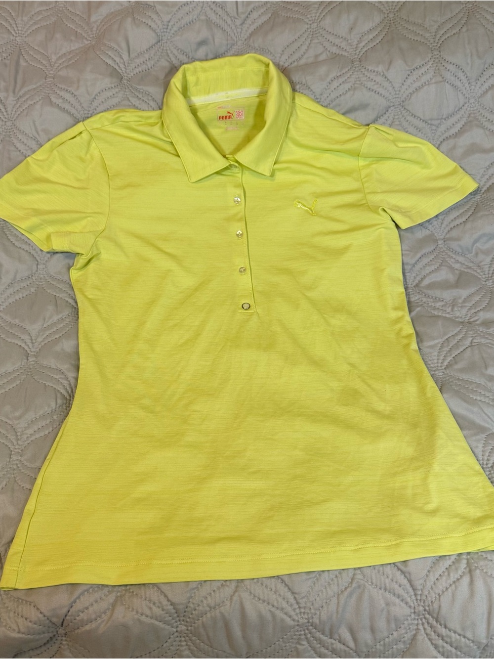 Puma Golf‎ Polo Shirt Neon Yellow DryCELL Women’s Size Small Athletic